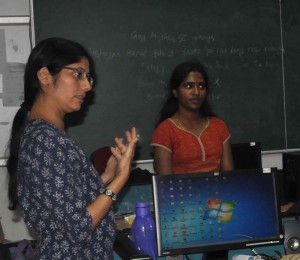 Radhika Khanna (left) with  Sukanya Sathyan, an alumni of The Inquirer